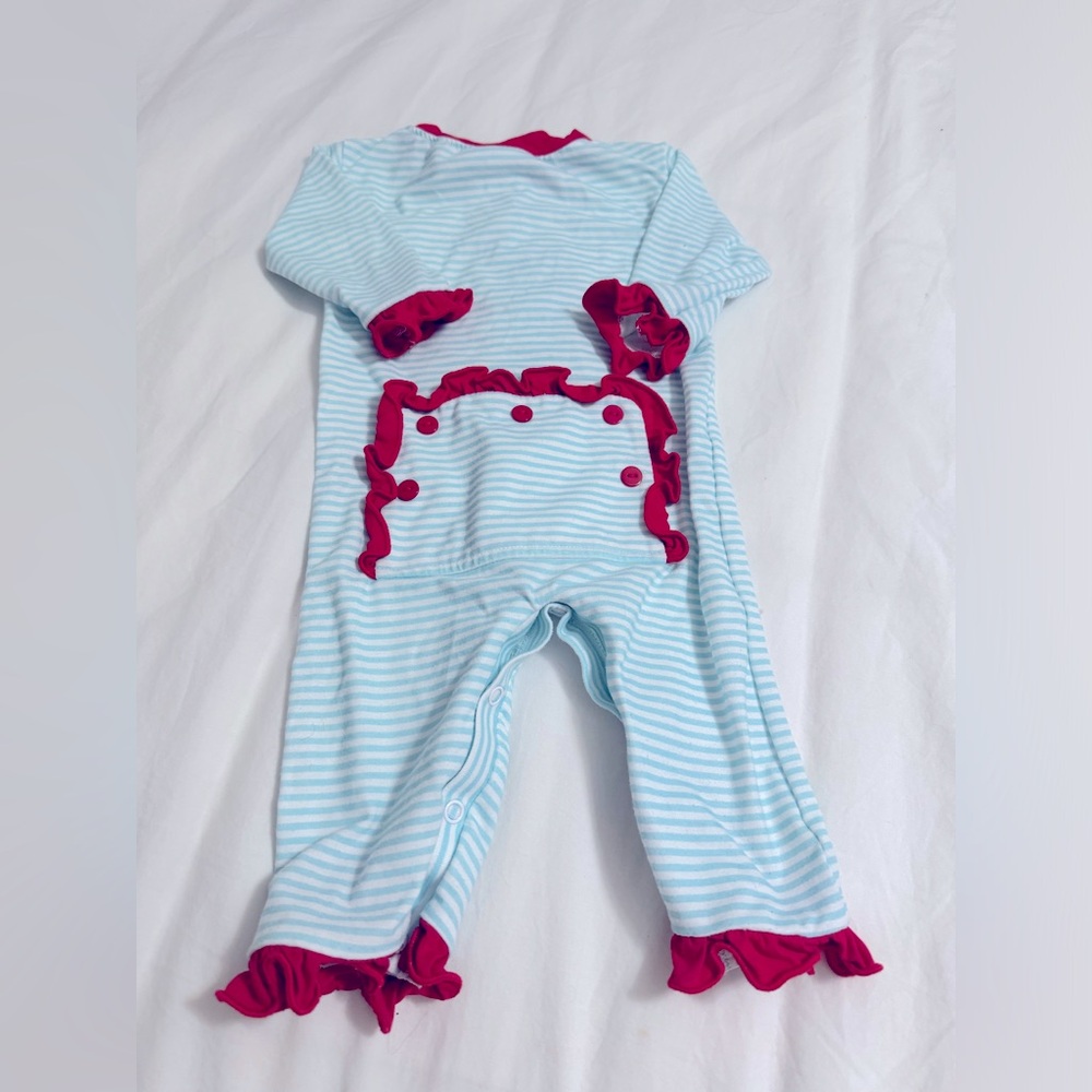 Sweet Southern Smocks. NB. Blue/Red Ruffle Pajama.